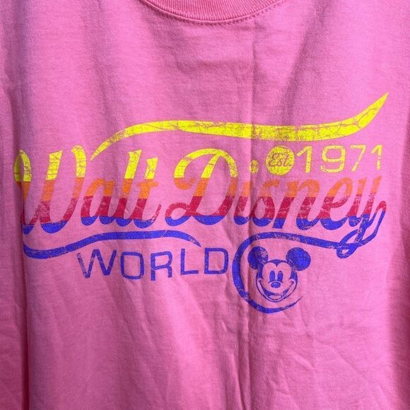 Disney Parks 1971 Walt Disney World Mickey Mouse T-Shirt Pink XL - Picture 2 of 5